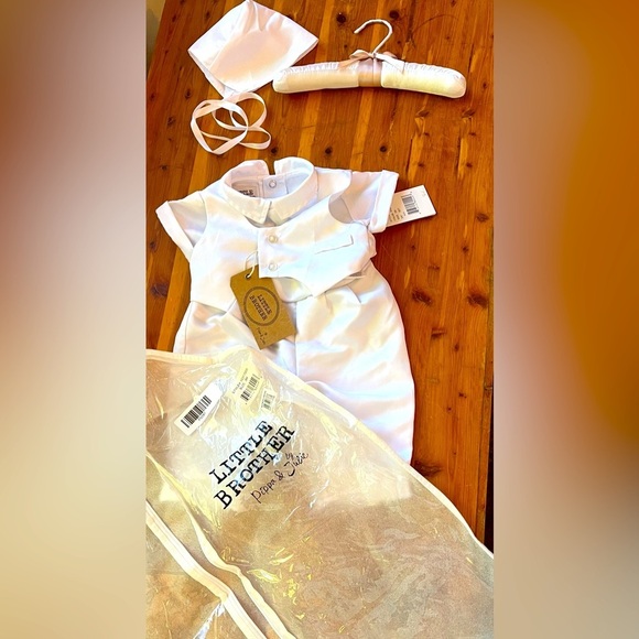 Pippa & Julie Little Brother x Pippa & Julie Baby Boys 3M Christening Set - Picture 7 of 7